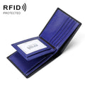 TP-215 Leather RFID Anti-theft Tri-fold Short Wallet(Blue)
