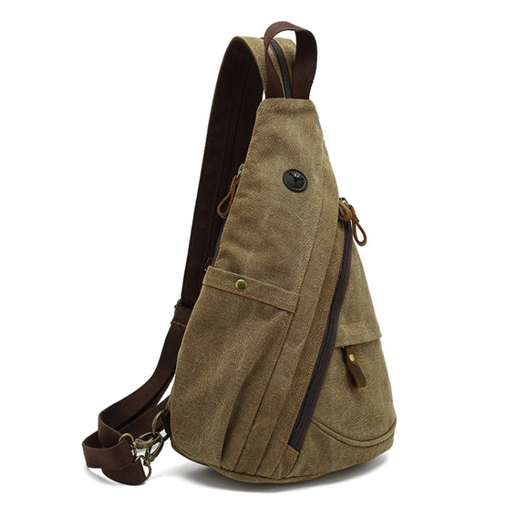 Large Capacity Casual Canvas Chest Bag Men Shoulder Messenger Bag(Coffee)