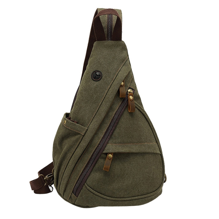 Large Capacity Casual Canvas Chest Bag Men Shoulder Messenger Bag(Army Green)