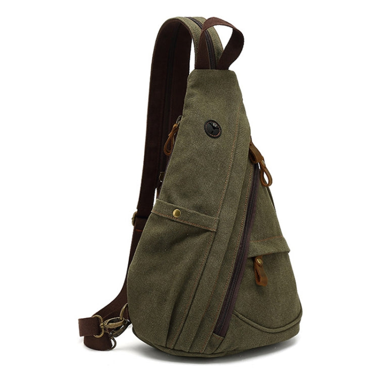Large Capacity Casual Canvas Chest Bag Men Shoulder Messenger Bag(Army Green)