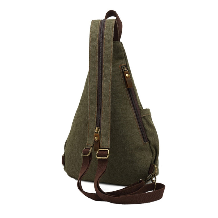Large Capacity Casual Canvas Chest Bag Men Shoulder Messenger Bag(Army Green)