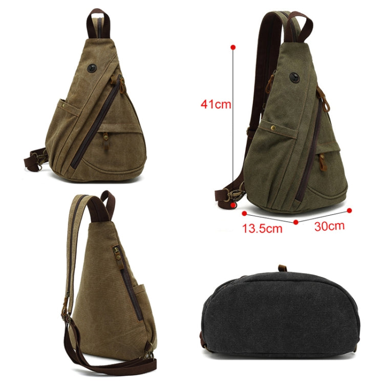 Large Capacity Casual Canvas Chest Bag Men Shoulder Messenger Bag(Coffee)