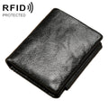TP-191 RFID Multifunctional Tri-Fold Retro Men Genuine Leather Wallet(Black)