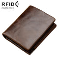 TP-191 RFID Multifunctional Tri-Fold Retro Men Genuine Leather Wallet(Coffee)