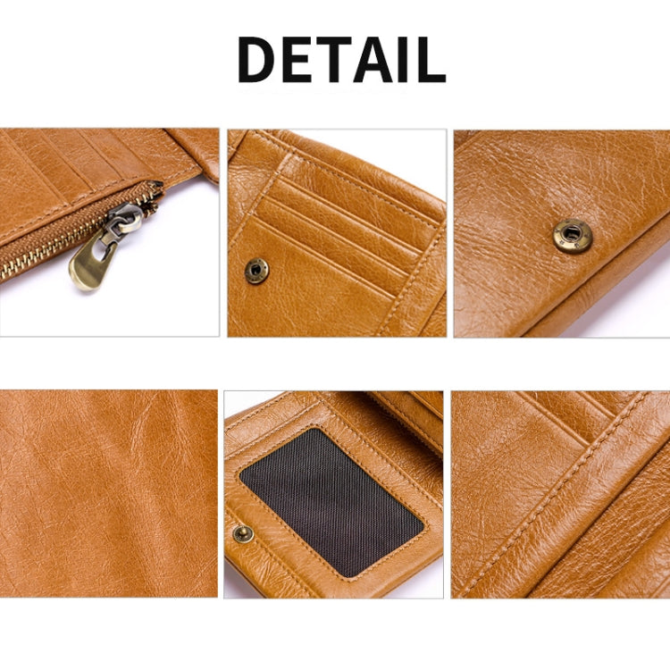 TP-191 RFID Multifunctional Tri-Fold Retro Men Genuine Leather Wallet(Black)