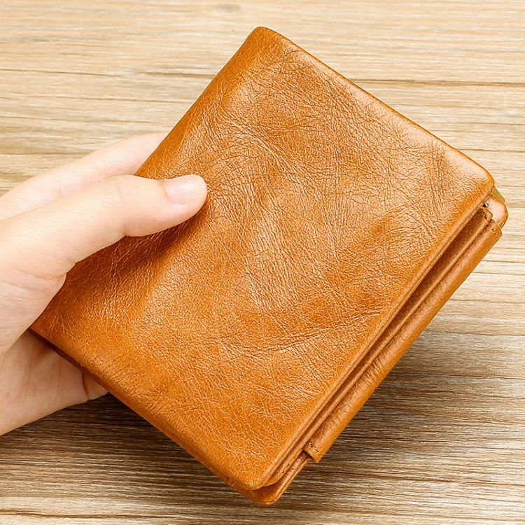 TP-191 RFID Multifunctional Tri-Fold Retro Men Genuine Leather Wallet(Coffee)