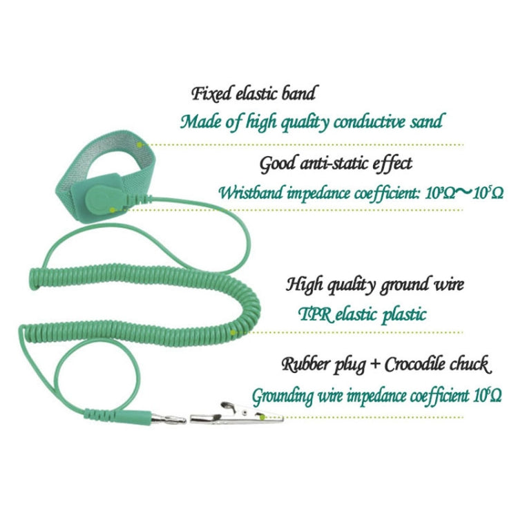ProsKit AS-611 3m TPR Elastic Plastic Anti-Static Wired Wrist Strap