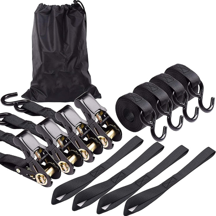 Motorcycle Car Fixed Cargo Ratchet Straps Trailer Tensioner(4 Straps+1 Storage Bag)