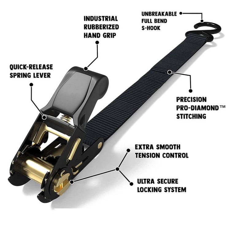 Motorcycle Car Fixed Cargo Ratchet Straps Trailer Tensioner(4 Straps+1 Storage Bag)