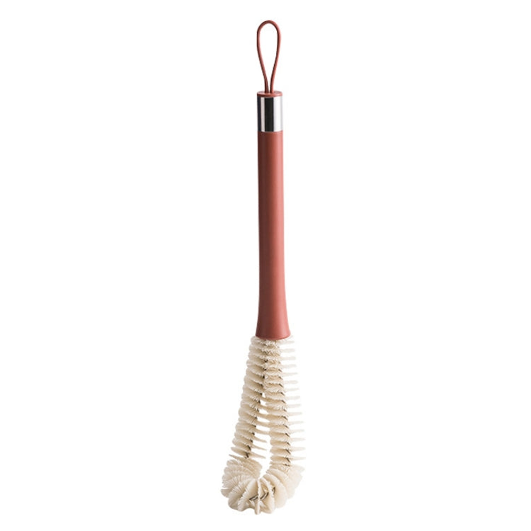 Nylon Hair Long Handle Water Cup Cleaning Brush(Pottery Red)