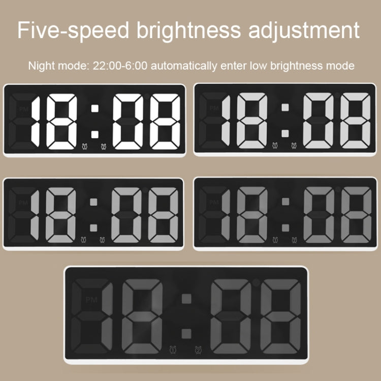 LED Bedside Alarm Clock Battery Plug-In Dual-Purpose Clock(White)