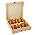 10 PCS / Set 1/2 Handle Woodworking Engraving Machine Trimmer Cutting Tool With Wooden Box