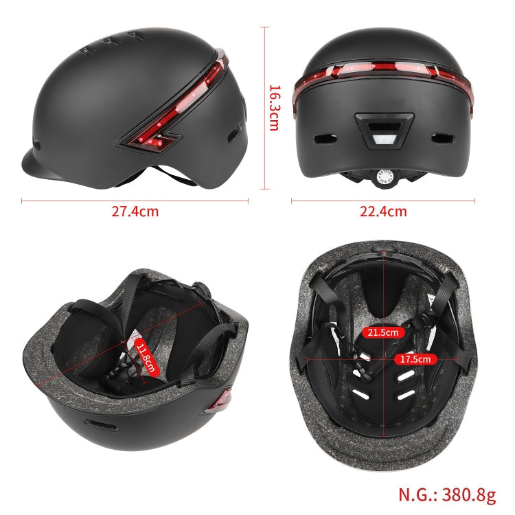 Cycling Helmet Ultralight Bicycle Helmet with Warning Light Remote Control(Black)