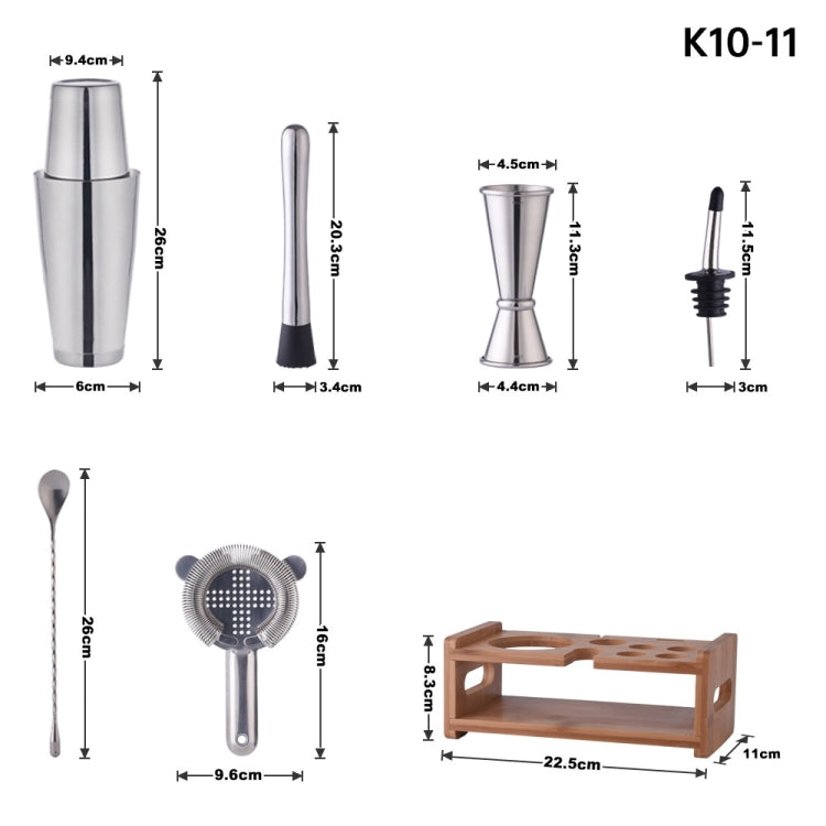 Bamboo and Wood Rack Bartending Tool Set, Spec: K10-11
