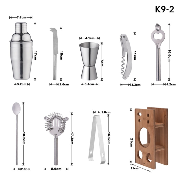 Bamboo and Wood Rack Bartending Tool Set, Spec: K9-2