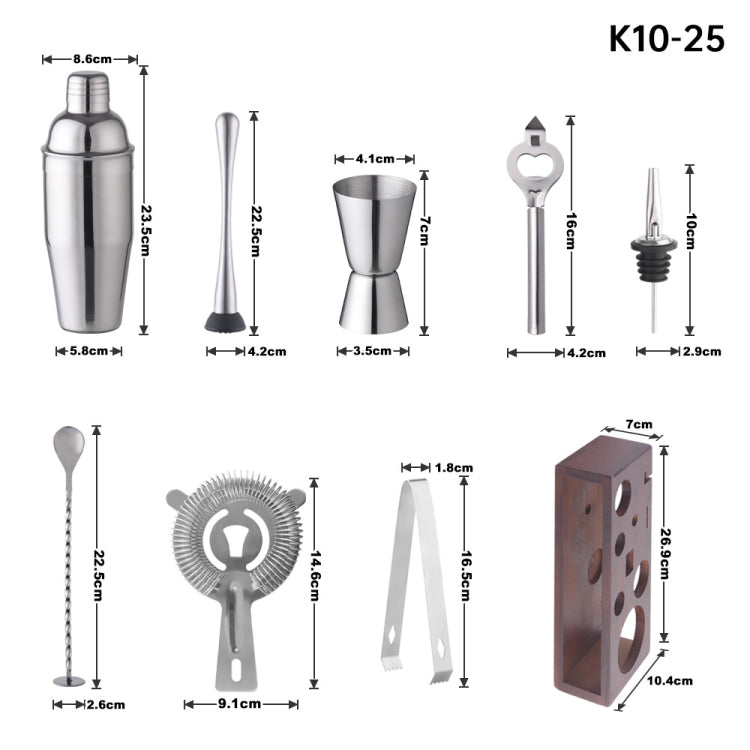 Bamboo and Wood Rack Bartending Tool Set, Spec: K10-25