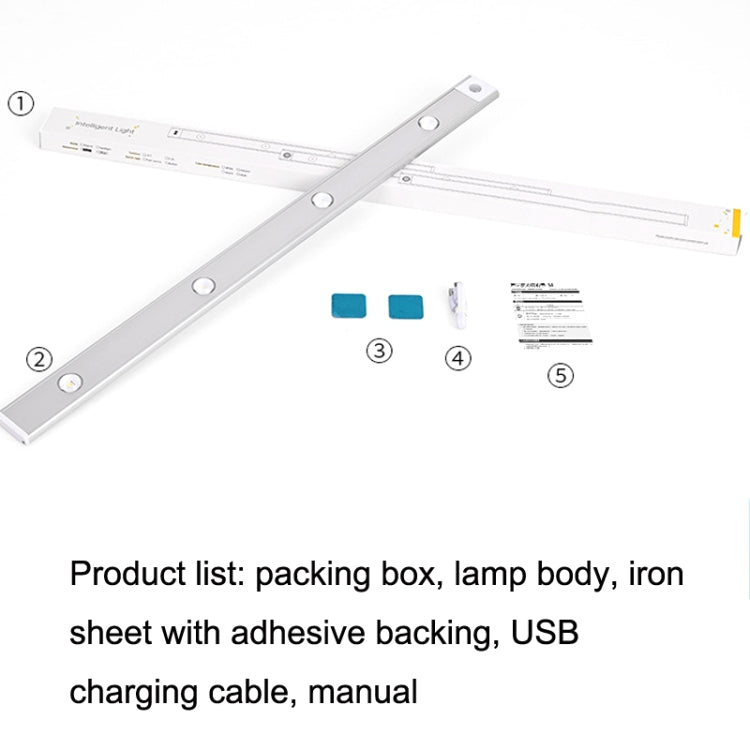 Ultra-thin Smart LED Human Body Sensor Light Bar, Length: 40cm(Space Silver)