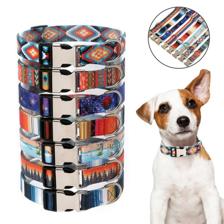 Pet Ethnic Style Polyester Cotton Print Pattern Collar, Size: L: 2.5x38-61cm(Milky Way)