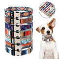 Pet Ethnic Style Polyester Cotton Print Pattern Collar, Size: XL: 2.5x43-71cm(Blue Stripes)