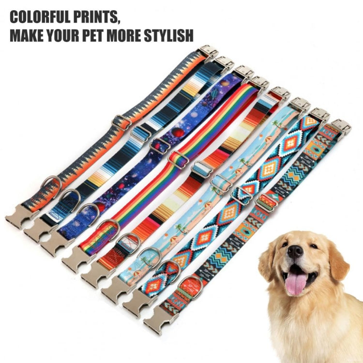 Pet Ethnic Style Polyester Cotton Print Pattern Collar, Size: L: 2.5x38-61cm(Orange Stripe)