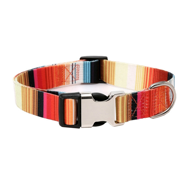 Pet Ethnic Style Polyester Cotton Print Pattern Collar, Size: M: 2.0x32-52cm(Orange Stripe)