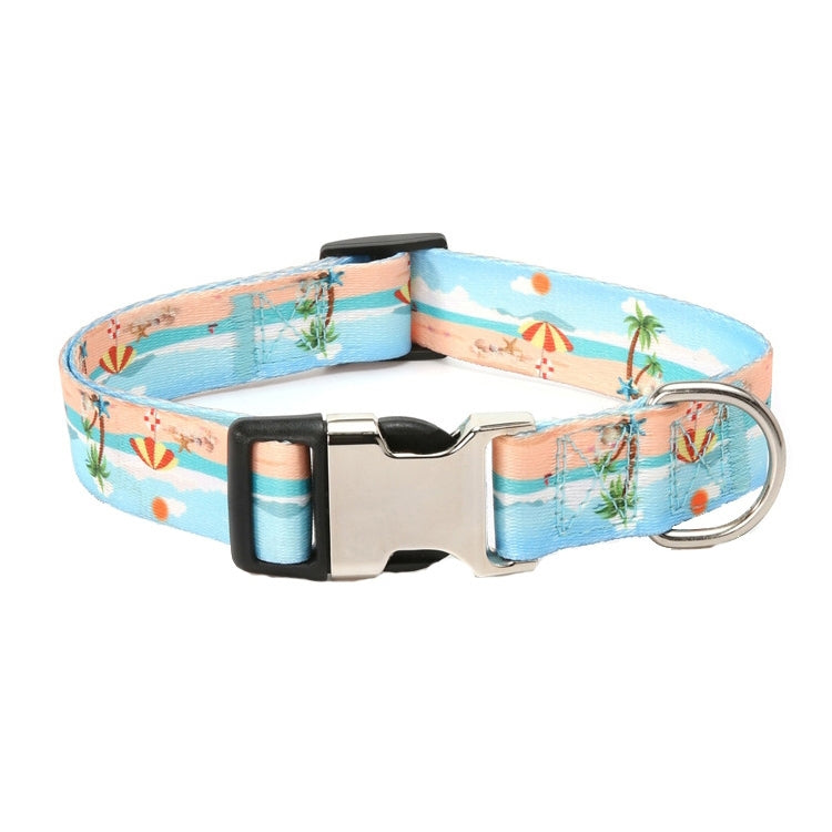 Pet Ethnic Style Polyester Cotton Print Pattern Collar, Size: M: 2.0x32-52cm(Summer Beach)
