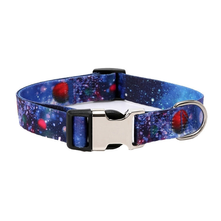Pet Ethnic Style Polyester Cotton Print Pattern Collar, Size: L: 2.5x38-61cm(Milky Way)