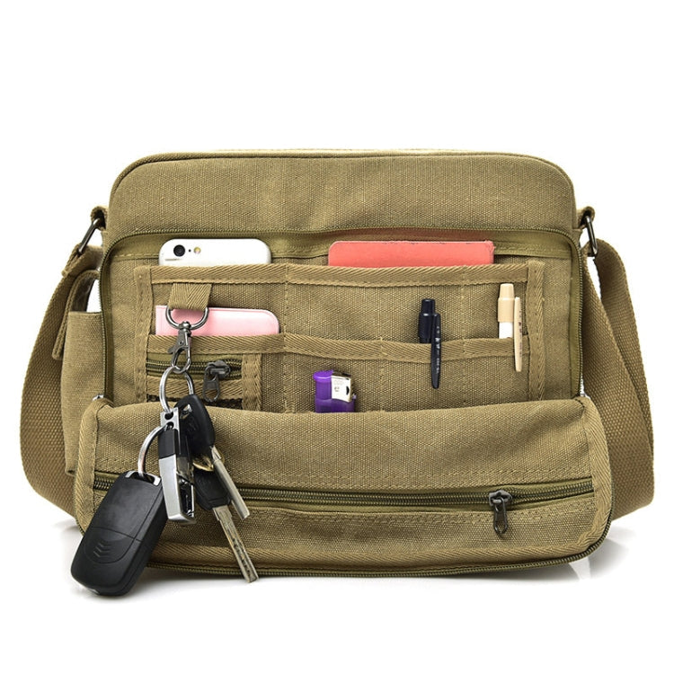 RuYiHuang Men Vintage Canvas Versatile Single-Shoulder Bag(Brown)