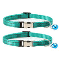2 PCS Night Reflective Nylon Cat Collar With Bell, Size: XS 1.0x19-30cm(No Carving Green)