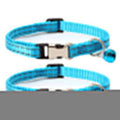 2 PCS Night Reflective Nylon Cat Collar With Bell, Size: XS 1.0x19-30cm(No Carving Sky Blue)