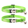 2 PCS Night Reflective Nylon Cat Collar With Bell, Size: XS 1.0x19-30cm(No Carving Grass Green)