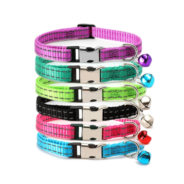 2 PCS Night Reflective Nylon Cat Collar With Bell, Size: XS 1.0x19-30cm(No Carving Rose Red)