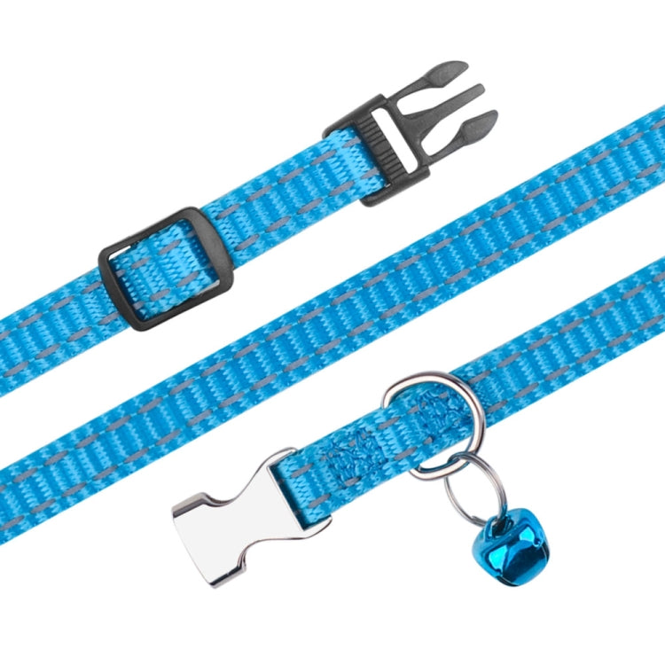 2 PCS Night Reflective Nylon Cat Collar With Bell, Size: XS 1.0x19-30cm(No Carving Green)