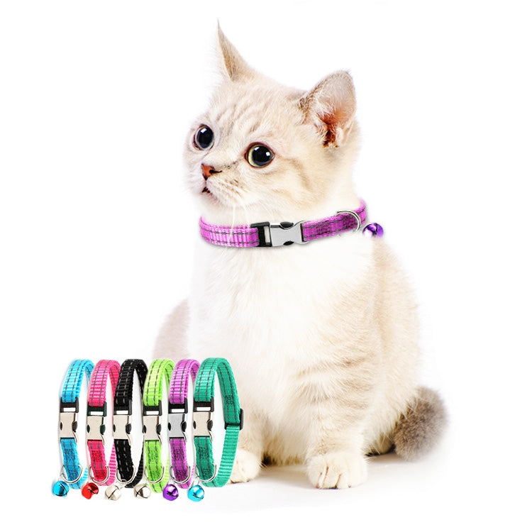 2 PCS Night Reflective Nylon Cat Collar With Bell, Size: XS 1.0x19-30cm(No Carving Black)
