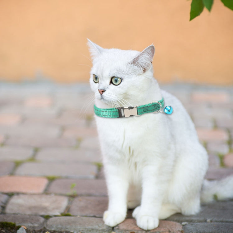 2 PCS Night Reflective Nylon Cat Collar With Bell, Size: XS 1.0x19-30cm(No Carving Rose Red)