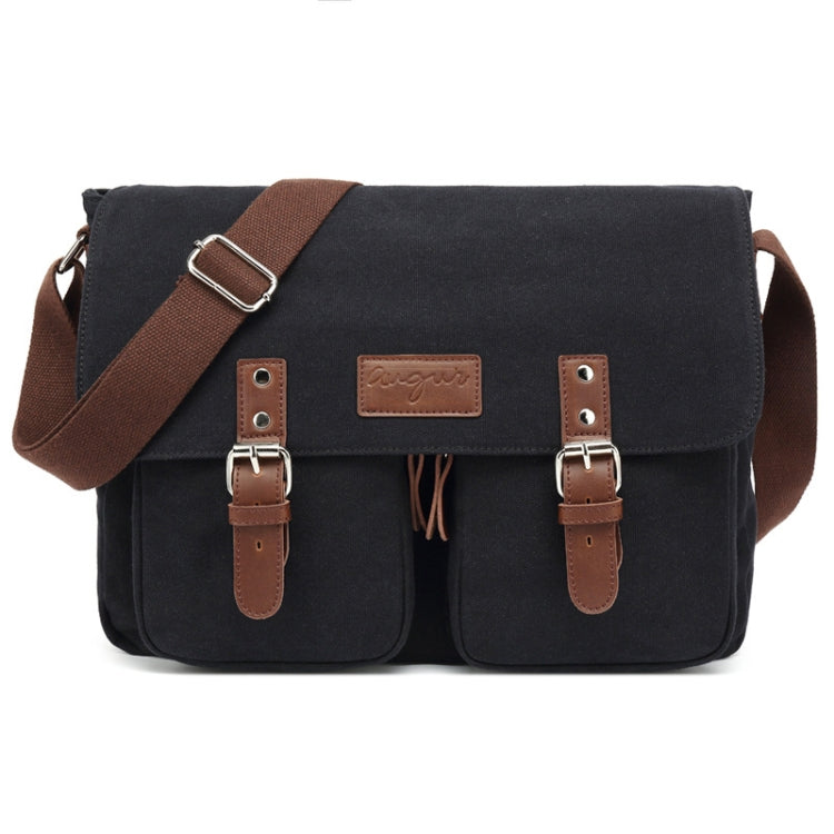 AUGUR Men Single-shoulder Crossbody Messenger Canvas Bag(Black)