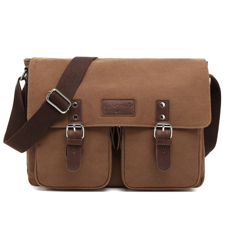 AUGUR Men Single-shoulder Crossbody Messenger Canvas Bag(Coffee)