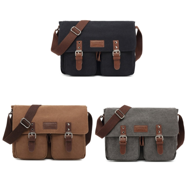 AUGUR Men Single-shoulder Crossbody Messenger Canvas Bag(Black)