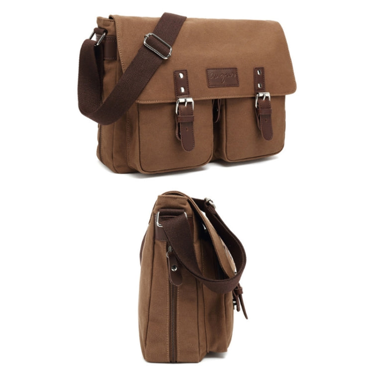 AUGUR Men Single-shoulder Crossbody Messenger Canvas Bag(Coffee)