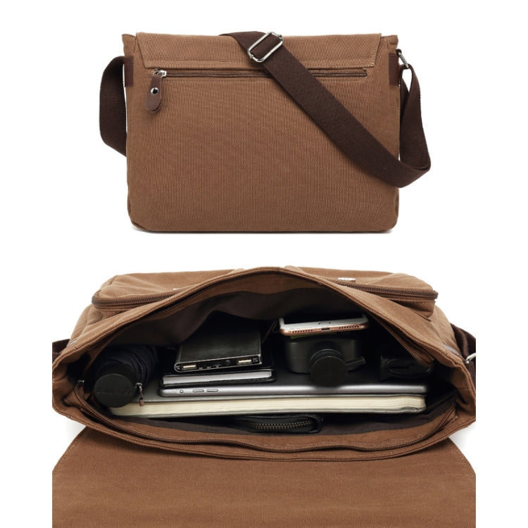 AUGUR Men Single-shoulder Crossbody Messenger Canvas Bag(Black)