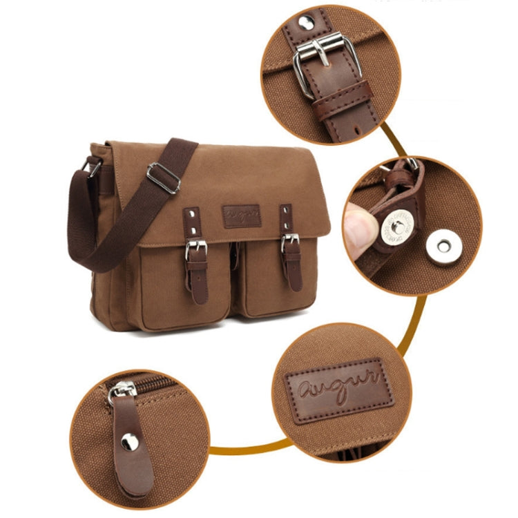 AUGUR Men Single-shoulder Crossbody Messenger Canvas Bag(Coffee)