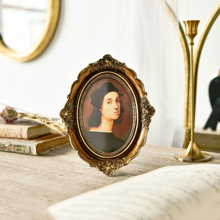 Retro Imitation Wood Home Decor Photo Frames, Spec: Oval-6 inches