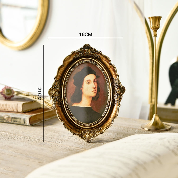Retro Imitation Wood Home Decor Photo Frames, Spec: Oval-6 inches