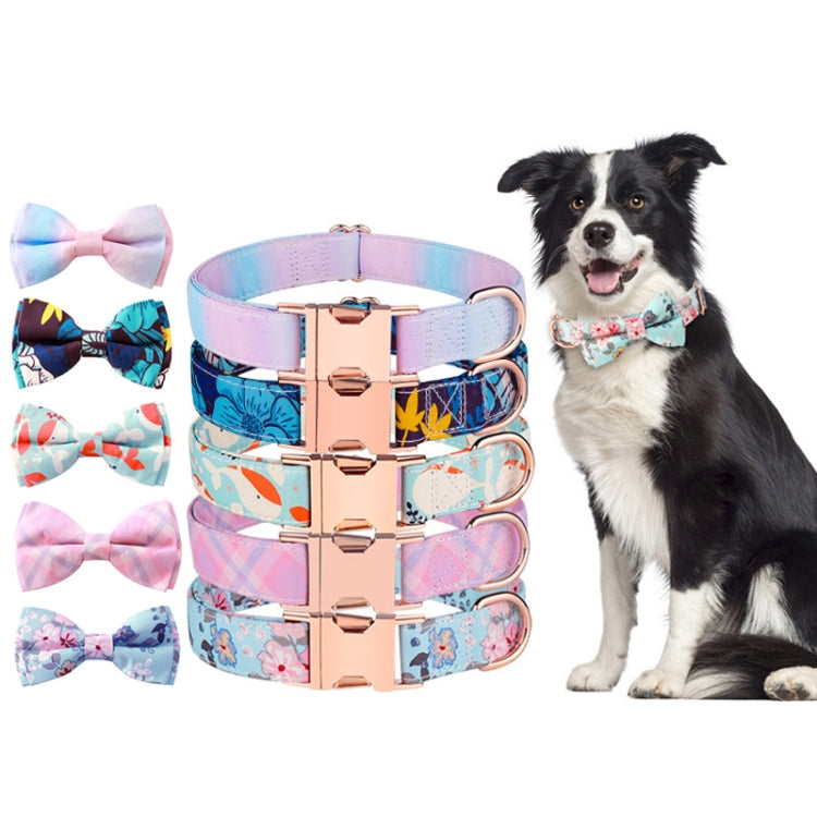 Rose Gold Buckle Pet Detachable Bow Collar, Size: M 2.0x33-50cm(Sweet Pink Girl)