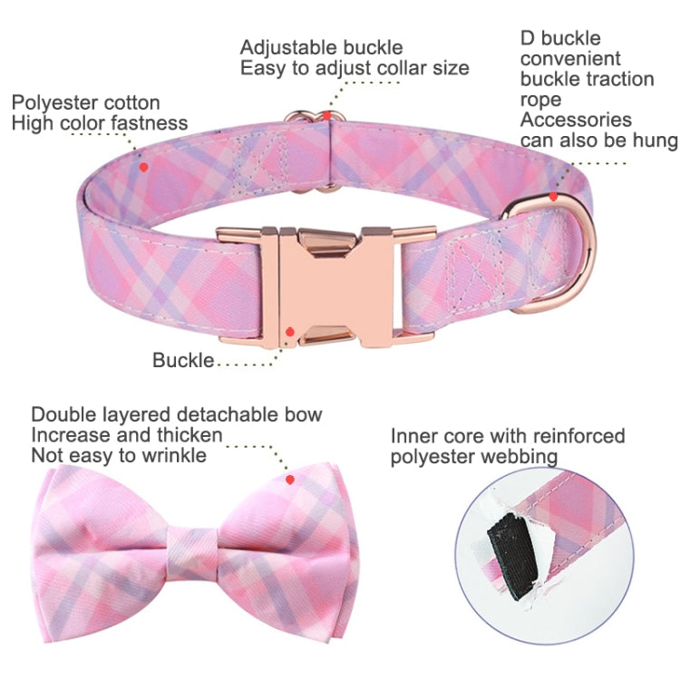 Rose Gold Buckle Pet Detachable Bow Collar, Size: XL 2.5x43-70cm(Orange Whale Love)