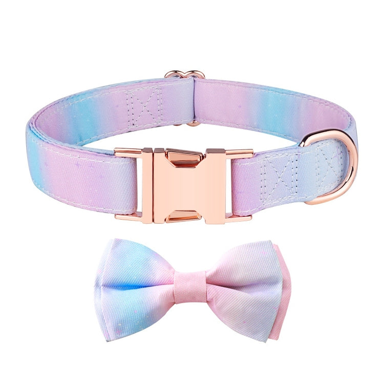 Rose Gold Buckle Pet Detachable Bow Collar, Size: L 2.5x38-60cm(Fantasy Gradient)
