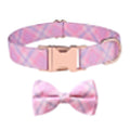 Rose Gold Buckle Pet Detachable Bow Collar, Size: XL 2.5x43-70cm(Sweet Pink Girl)