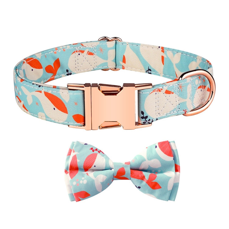 Rose Gold Buckle Pet Detachable Bow Collar, Size: XL 2.5x43-70cm(Orange Whale Love)