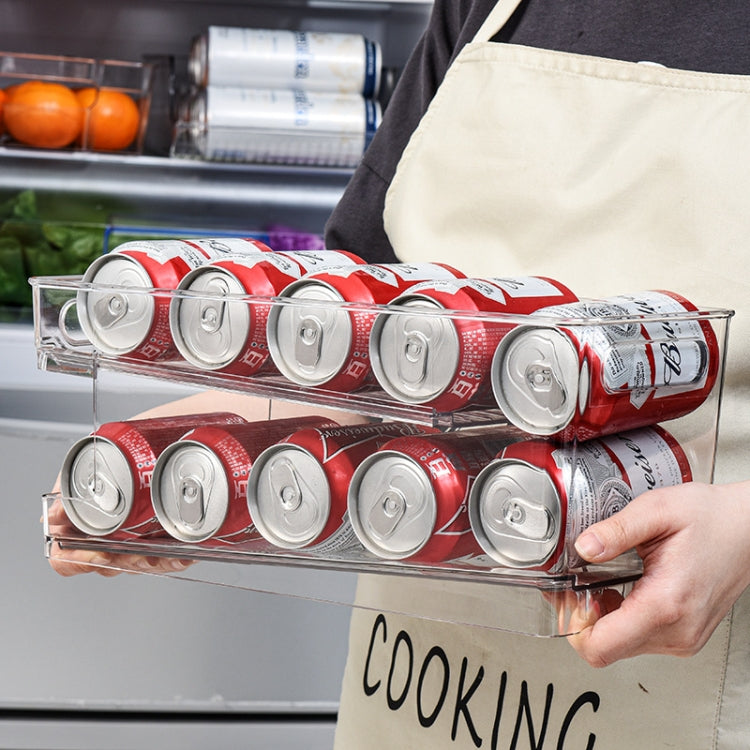 Transparent 2 Layer Automatic Roll-off Cans Beverage Refrigerated Storage Box