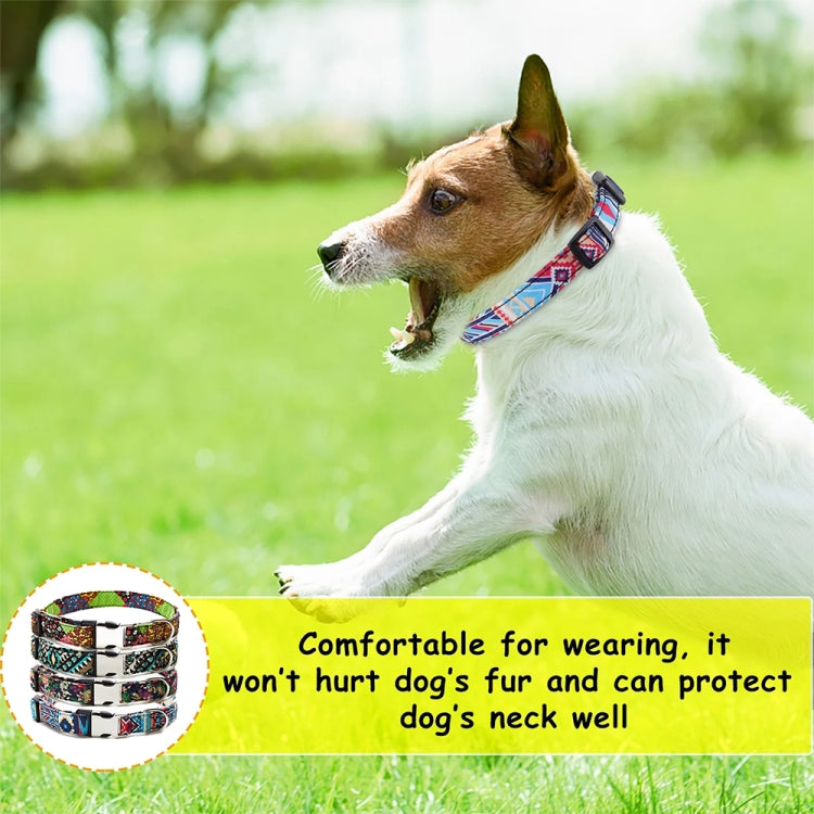 Ethnic Bohemian Floral Half Metal Buckle Dog Collar, Size: XL 2.5x70cm(Floral)